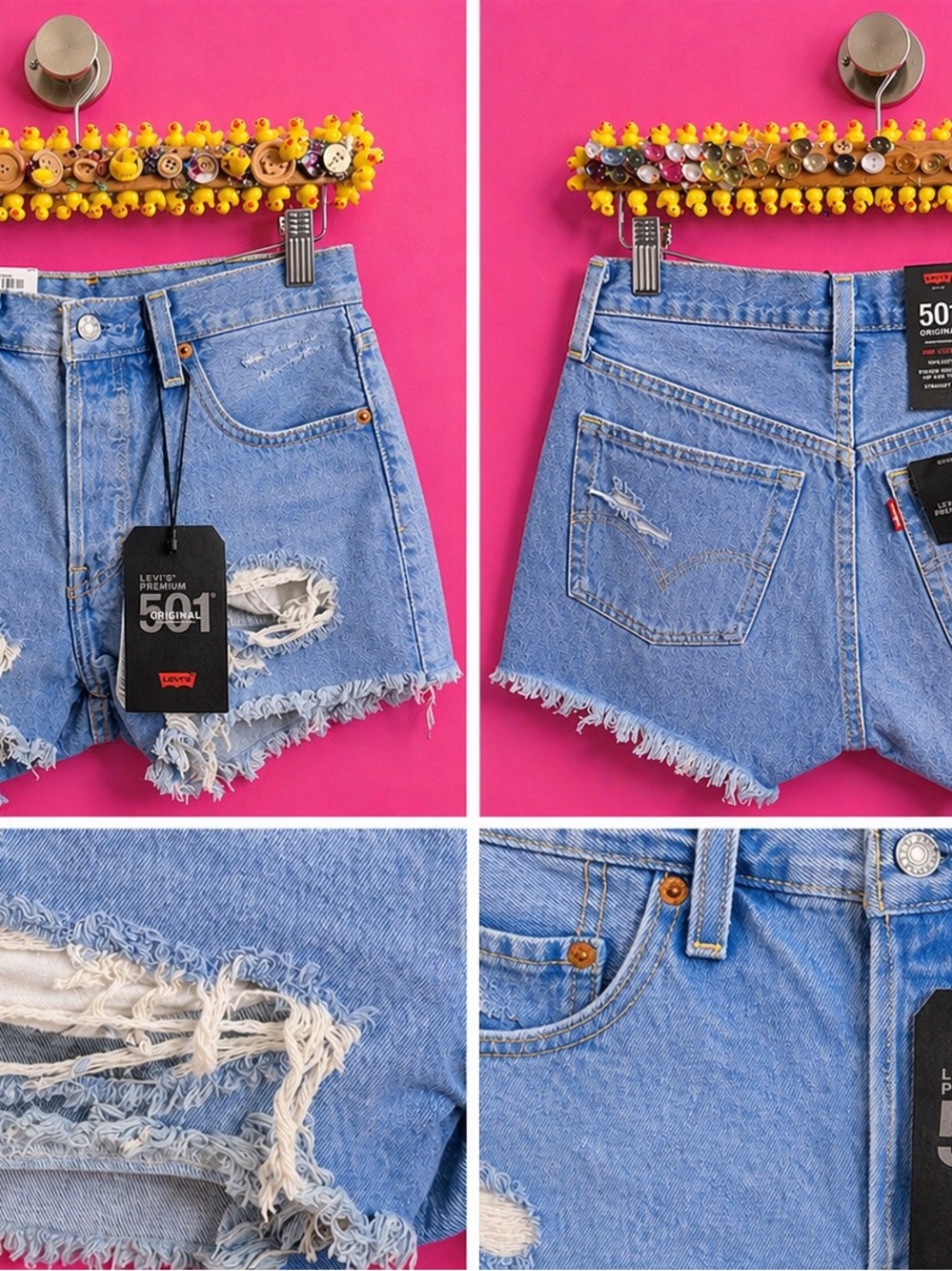 Levi's Light Blue Distressed Denim Cutoff Shorts